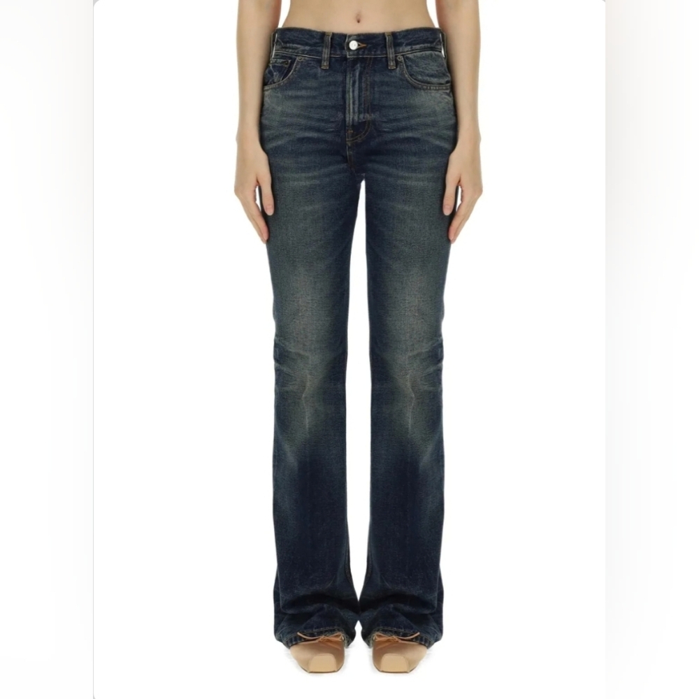 Haikure Flora Relaxed Flare Denim Jeans, Vintage blue, size 26